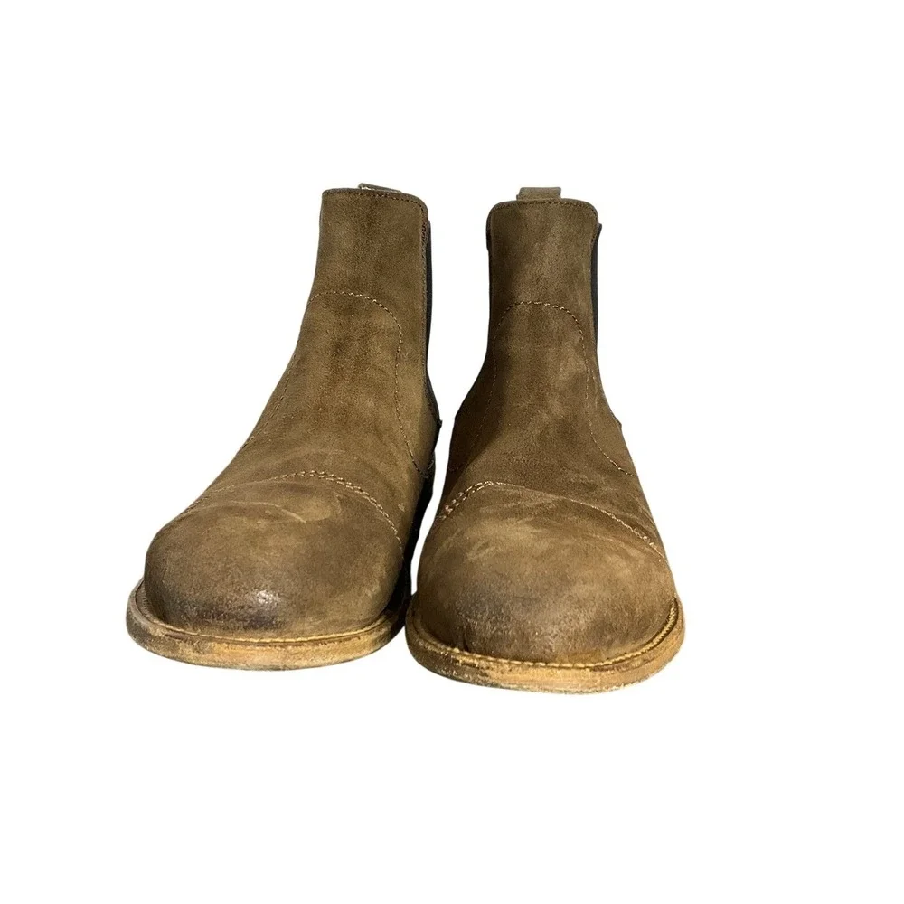 Handmade Brown Suede Chelsea‎ Boots Cap Toe Ankle Boot Mens Size 8